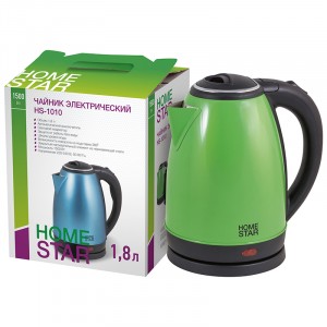 Чайник электр. HomeStar HS-1010 Зеленый (диск, 1,8л) 1,5кВт, нерж.сталь 3015