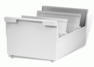 Картотека пласт. HAN (Германия) А5 открыт. горизонт. высок.борт на 1300карт 210*148мм сер.НА855/0/11