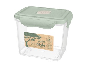 Контейнер герметичн. д/хран.продукт/СВЧ ECO STYLE 0,9л прямоуг, зелен флэк 4331213 Phibo/Бытпласт