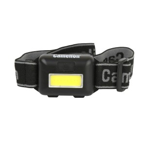 Camelion фонарь налобный LED5355 (3xLR03 не в компл.) 1св/д COB 1W(50lm) до 15м, пластик, 3 реж., BL (10 шт.)