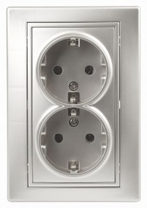 Intro Plano роз. СУ, 2 мест. керамика, земля, 2X2P+E 16A, алюминий, 250В, IP20, 1-205-03 2663