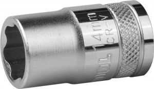 "Торц головка KRAFTOOL "INDUSTRIE QUALITAT", Cr-V, SUPER-LOCK, хромосатинир, 1/2", 14мм zu27801-14