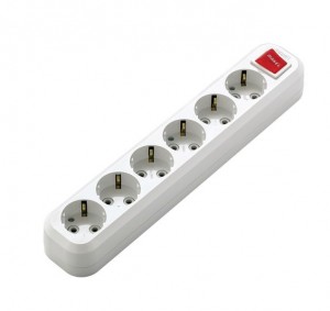Makel роз. колодка 6 гн. 16А 250В (корп. ABS, белая, земля, выкл., инд.) MGP231
