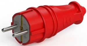 NE-AD вилка прямая каучук 2P+PE 1х16А 220-240V IP44 КРАСНАЯ 4401 (Турция)