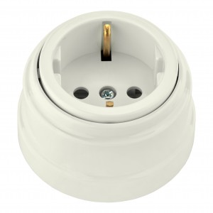 Bylectrica РЕТРО роз. ОУ 1 мест. БЕЖ. (земля, корп. ABS-пластик) (16А) РА16-0202