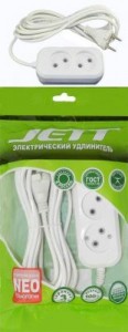 Jett  сет. удл. ПВС 2х0.75 2 роз. 10 м 10А белый РС-2