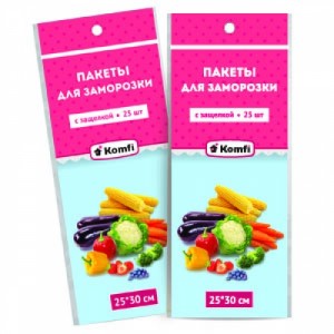 Пакеты для заморозки с защелкой 25*30см (45мк) 25шт в п/п, арт.HPZ203E Komfi