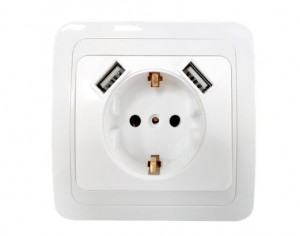 ASD/InHome CLASSICO роз. СУ 1 мест.+2USB 16А бел. (земля, керам. осн.) 2047