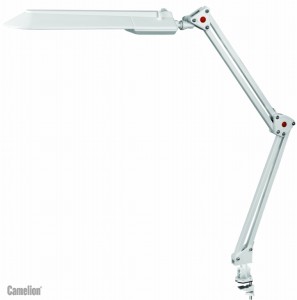 Camelion KD-017C C01 св-к настольный 11W 2G7 металл/пластик белый, струбцина