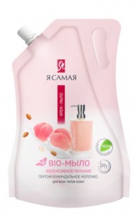 Мыло-крем жидкое BIO 500мл. дой-пак Персик и миндальное молочко Я САМАЯ КК 1412 арт 10850
