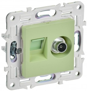 IEK SKANDY мех. роз. СУ 2 мест. TV+RJ45 кат.6E мятный SK-A15M SK-AK20-2-K06