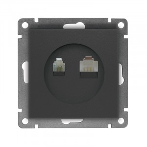UNIVersal Афина мех. роз. телеф./компьют. СУ 2 мест., 1А, графит (пласт. осн., RJ12+RJ45) A0052-Gr