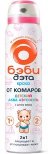 БЭБИ-ДЭТА АКВА Кроха Аэрозоль детский (от 1 года) 100мл. От комаров (на кожу) с алое вера 8700