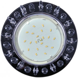 Ecola GX53 H4 5361 св-к Стекло Круг с Квадратными прозрачными стразами, Черный/Хром 52x120 FX53RNECB