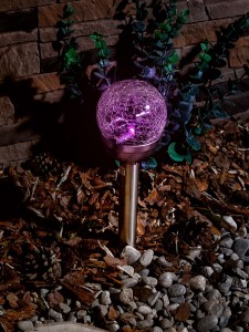 Uniel св-к на солн.батарее 1LED RGB h=39см нерж. сталь USL-M-063/MT390 Bellatrix, в коробке
