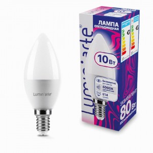 Lumin'arte лампа св/д ЛОН C37 10W E14 (800lm) 4000К 4К 98x37 LSTD-C37-10W4KE14