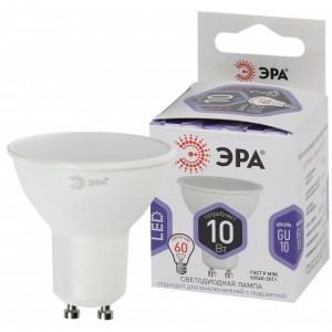 ЭРА стандарт MR16 GU10 220V 10W(800lm) 6000K 6K 60x50 LED MR16-10W-860-GU10