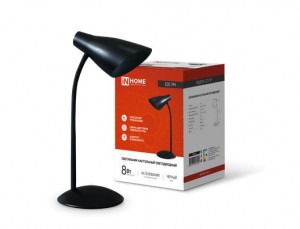 ASD/inHome св-к настольный св/д ССО-19Ч 8W(480lm) 6500K 6K сенсор/диммер., черный 1094