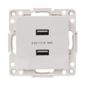 EKF Стокгольм мех. роз. СУ USB 2 мест. 2,1А белый автоклеммы (корпус PC) EYR16-028-10-2USB