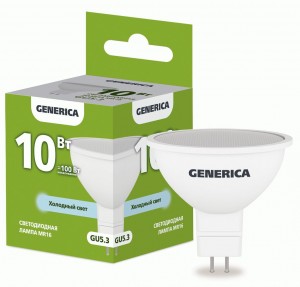 IEK GENERICA MR16 GU5.3 10W(1000lm) 6500K 6K 50x52 матов.  LL-MR16-10-230-65-GU5-G