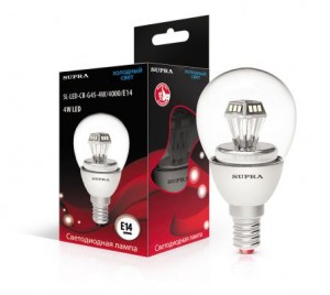 Supra Шар прозрачный G45 E14 4W(300lm) 4000 пирамида 77x45 пластик SL-LED-CR-G45-4W/4000/E14