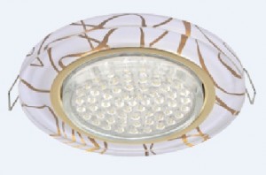 Ecola GX53 H4 5310 св-к Стекло Круг золото-золото на белом 38x126 FG53RNECH