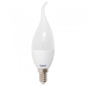 General Свеча на ветру E14 20W(1270lm) 6500K 6K 38x130 пластик/алюм GLDEN-CFW-20-230-E14-6500 661478