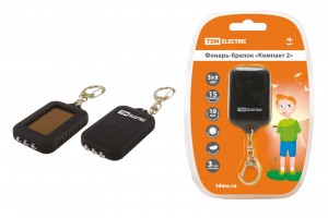 TDM фонарь-брелок "Компакт 2"солн.Бат акк.LIR 2032 40mAh 3св/д 7lm/W черн/пласт BL (24!) SQ0350-0024
