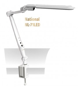 National NL-71LED св-к св/д настольный 10W(600lm) 3-6K сенсор/диммер, на струбцине, белый/серебро