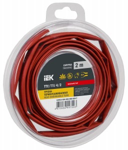IEK термоусадка трубка ТТУ нг-LS 4/2 красная (2м/упак, цена за уп) ТУТ UDR12-004-002-002-K04-T