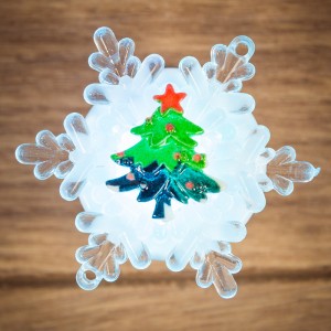 "Фигура новогод. на присоске "Елочка на снежинке" 1LED RGB 5*5см (2*AG10 н/к) 501-037 Neon Night