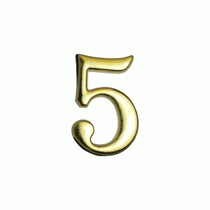 Цифра дверная АЛЛЮР "5" на клеевой основе  золото (600,20) блистер