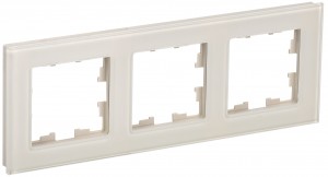 IEK BRITE Рамка 3 мест. РУ-3-2-БрВа стекло ванильный BR-M32-G-K10