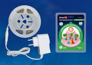 Uniel набор фито лента для растений + б/п, 2м, 7.5W/м 20мкмоль/с ULS-P71-2835-42LED/m-IP65-2M-SPLE