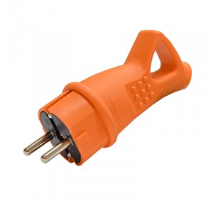 UNIVersal вилка угловая с кольцом каучук (оранжевый) 2Р+РЕ 1х16А 220-240V IP44 3030 (РФ)