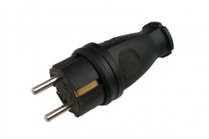 General вилка прямая каучук 2Р+РЕ 1х16А 220-240V IP44 470517