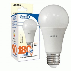 IONICH ЛОН A60 E27 20W(1800lm) 4000К 4K 60x118 матов./пластик/алюм ILED-SMD2835-A60 1560