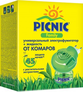 Picnic Family Комплект От комаров 45 ночей (фумигатор универс. АнтейПлюс + жидкость 30мл.) 0605