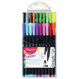 Ручки капиллярные MAPED набор 20 шт., "Graph Pep's", линия 0,4 мм, ассорти, 749151 142714