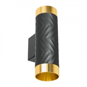 WOLTA св-к накл. спот двусторонний LINEA IP20 под лампу GU10 черный/золото D55x170 WSL-GU10/W09BG