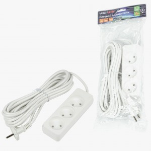 Uniel Ultra сет.удлинитель ПВС 2x0.75 3 роз. 5м 10A белый S-CU3-5 WHITE UL-00009984