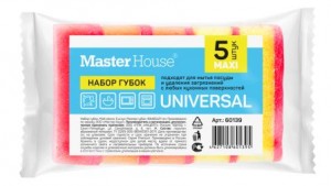Губка д/посуды "Макси" (5шт/уп) 93*65*27мм "МОЙ" арт.60139 Master House