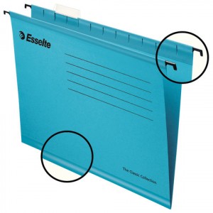 Подвесные папки А4/Foolscap (400х240 мм), до 300л., КОМПЛЕКТ 25 шт., синие, картон, ESSELTE "PlusFoo
