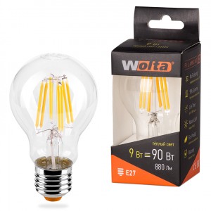 Wolta лампа св/д FILAMENT ЛОН A60 E27 9W(900lm) 4000K 4K 4K 106x58прозр. 25S60BLFT9E27