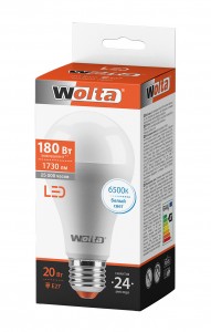 Wolta лампа св/д ЛОН A65 E27 20W(1700lm) 6500К 6K 135x66 25W65BL20E27