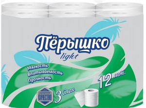 Туалетная бумага Перышко Light (8рул/уп) белая 3сл. (цена за уп)
