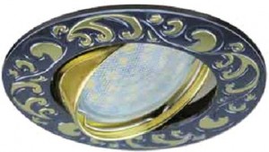 Ecola DL114 MR16 GU5.3 св-к литой поворот.Лианы Черный Хром/Золото 25x90 FM1604EFF
