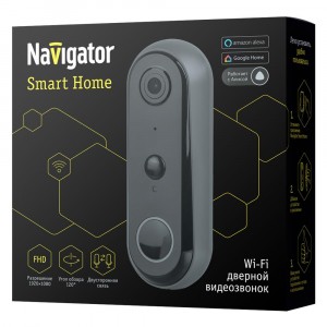 Navigator Smart умный Wi-Fi-видео-звонок дверной 18650х2шт DC 5B 140х50х29 NSH-DB-01-WiFi IP54 82637