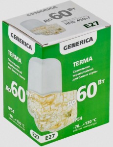 IEK GENERICA св-к баня/сауна НПБ 450-7 IP54 60W 130° 114x150x114 керам.осн,термостек,угол,мрам TERMA