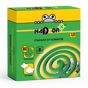 Nadzor Спирали От комаров б/запаха 10шт/уп, цена за уп зеленые (Китай) 15629